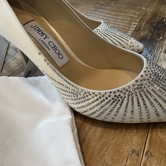 Jimmy Choo Romy Ivory Shooting Crystals on Satin - Picture 6 of 12